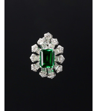 Luxury Emerald Green Baguette CZ Cluster Hoop Earrings 925