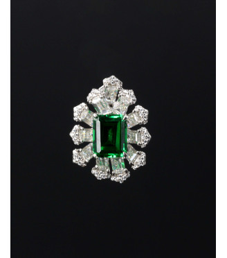Luxury Emerald Green Baguette CZ Cluster Hoop Earrings 925
