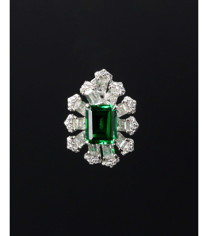 Luxury Emerald Green Baguette CZ Cluster Hoop Earrings 925 Luxury Emerald Green Baguette CZ Cluster Hoop Earrings 925