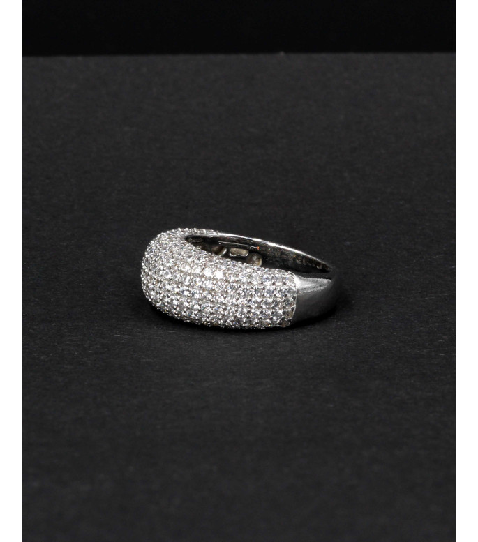 Luxury Domed Full Pavé CZ Sterling Silver Ring 925 Luxury Domed Full Pavé CZ Sterling Silver Ring 925
