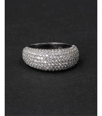 Luxury Domed Full Pavé CZ Sterling Silver Ring 925