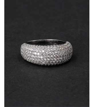 Luxury Domed Full Pavé CZ Sterling Silver Ring 925