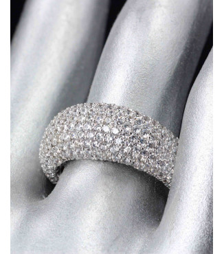 Luxury Domed Full Pavé CZ Sterling Silver Ring 925