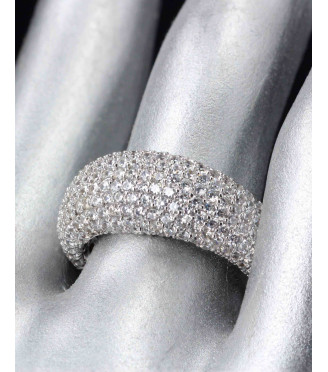 Luxury Domed Full Pavé CZ Sterling Silver Ring 925