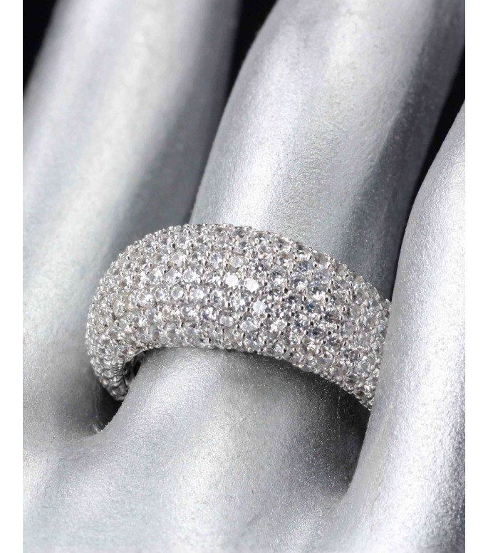 Luxury Domed Full Pavé CZ Sterling Silver Ring 925 Luxury Domed Full Pavé CZ Sterling Silver Ring 925