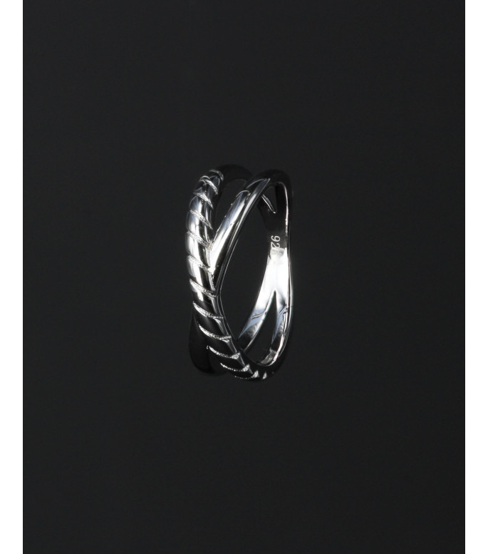 Double Twist Braided Sterling Silver Ring 925