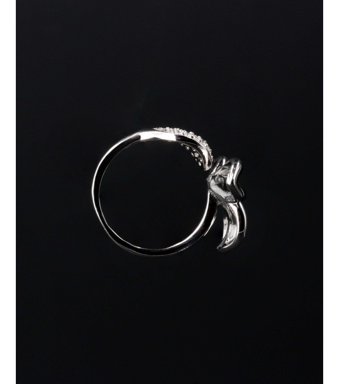 Elegant Flower Bow Pavé CZ Sterling Silver Ring 925 Elegant Flower Bow Pavé CZ Sterling Silver Ring 925