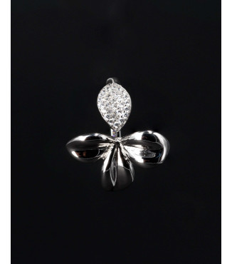 Elegant Flower Bow Pavé CZ Sterling Silver Ring 925