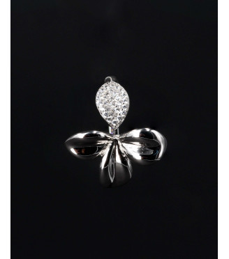 Elegant Flower Bow Pavé CZ Sterling Silver Ring 925