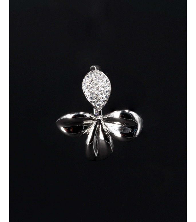 Elegant Flower Bow Pavé CZ Sterling Silver Ring 925 Elegant Flower Bow Pavé CZ Sterling Silver Ring 925