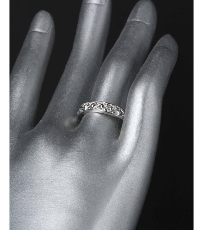 Geometric Criss-Cross Pattern Sterling Silver Ring 925 Geometric Criss-Cross Pattern Sterling Silver Ring 925