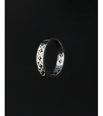 Geometric Criss-Cross Pattern Sterling Silver Ring 925