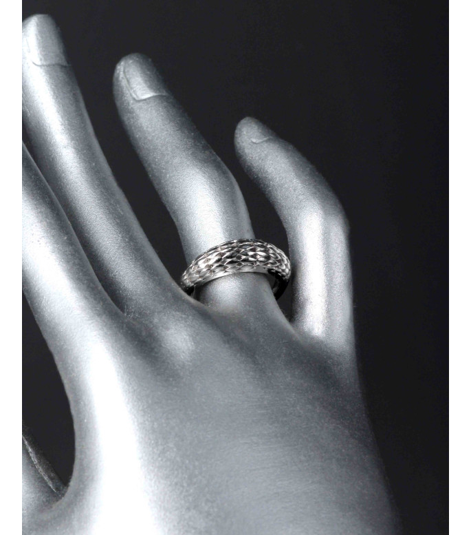 Textured Scale Pattern Sterling Silver Ring 925 Textured Scale Pattern Sterling Silver Ring 925