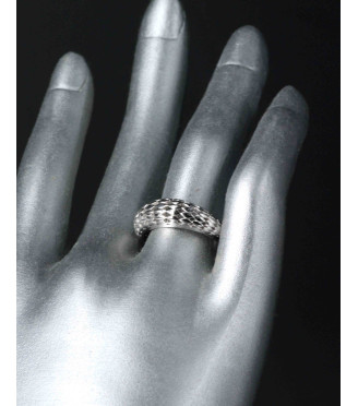 Textured Scale Pattern Sterling Silver Ring 925