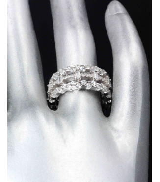 Luxury Wide Eternity Baguette & Round CZ Band Ring 925