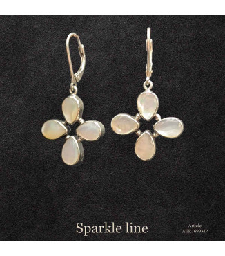 Sterling Silver Clover Drop Earrings with Mother of Pearl / Moonstone